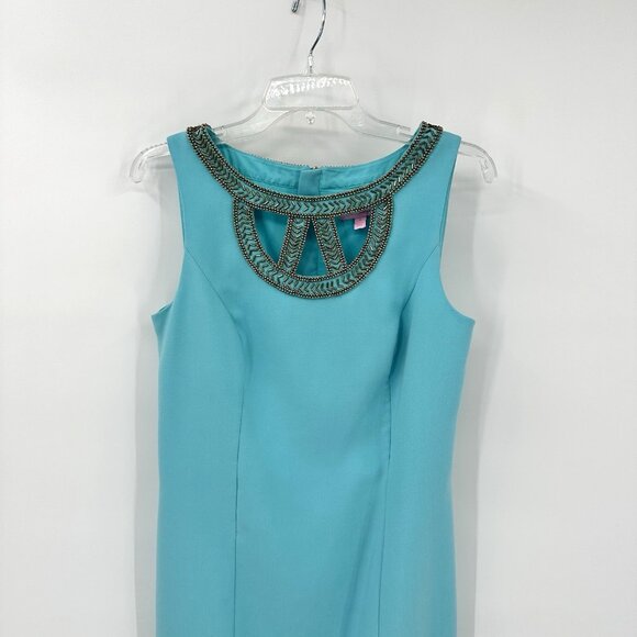 LILLY PULITZER shift sheath dress turquois blue 6 - Picture 3 of 10